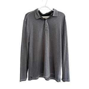 Tommy‎ Bahama Men's Gray Long Sleeve Polo Shirt Soft Touch Casual Relaxed Fit